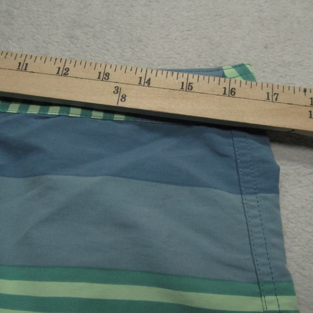 Patagonia‎ Wavefarer Boardshorts Mens 34 Blue Green Striped Pocket Lace Up Beach